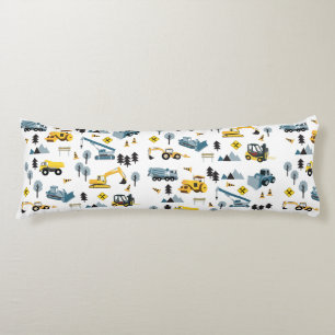Blue Construction Trucks & Site Theme Pattern Lichaamskussen