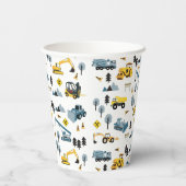 Blue Construction Trucks & Site Theme Pattern Papieren Bekers (Achterkant)