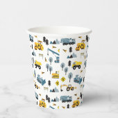 Blue Construction Trucks & Site Theme Pattern Papieren Bekers (Rechts)