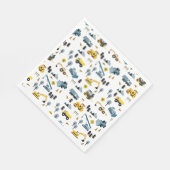 Blue Construction Trucks & Site Theme Pattern Servet (Hoek)