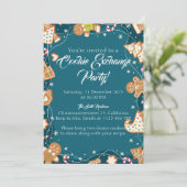 Blue Cookie Exchange Christmas Baking Party Kaart (Staand voorkant)