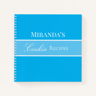 Blue Cookie Recipe Book Jouw naam script Notitieboek
