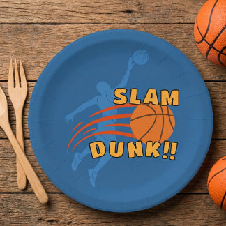 Blue Cool Basketball Slam Dunk Verjaardag Papieren Bordje