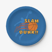 Blue Cool Basketball Slam Dunk Verjaardag Papieren Bordje (Voorkant)