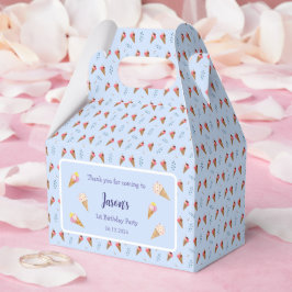 Blue Cool Ice Cream Cone Kinder Jongen Verjaardag Bedankdoosjes