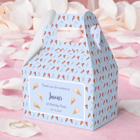 Blue Cool Ice Cream Cone Kinder Jongen Verjaardag Bedankdoosjes (Huwelijk)
