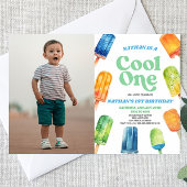 Blue Cool One Popsicle Afbeelding 1e verjaardagsfe Kaart