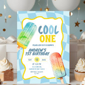 Blue Cool One Popsicle Summer Boy Verjaardag Kaart