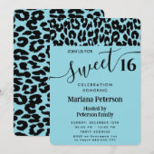 Blue Cool Trendy aantrekkelijke luipaard zoet 16 Kaart (Voorkant / Achterkant)