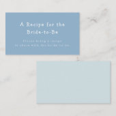 Blue Coordinate Vrijgezellenfeest Recept Aanvraag Informatiekaartje (Voorkant / Achterkant)