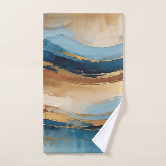 Blue copper and gold waves bad handdoek (Handdoek)