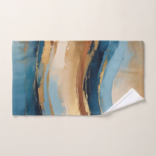 Blue copper and gold waves bad handdoek (Handdoek)