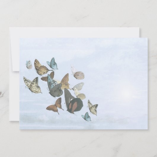 Blue Copper Gold Butterfly Weduwuitnodiging Kaart (Achterkant)