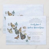 Blue Copper Gold Butterfly Weduwuitnodiging Kaart (Voorkant / Achterkant)
