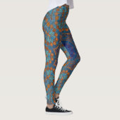 Blue Copper Pattern Yoga Gym oefent Leggings uit (Rechts)