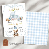 Blue Coquette Baby Carriage Arabisch Baby shower Kaart