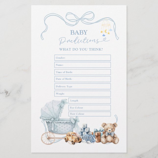 Blue Coquette Baby Carriage Baby Predictions  (Voorkant)