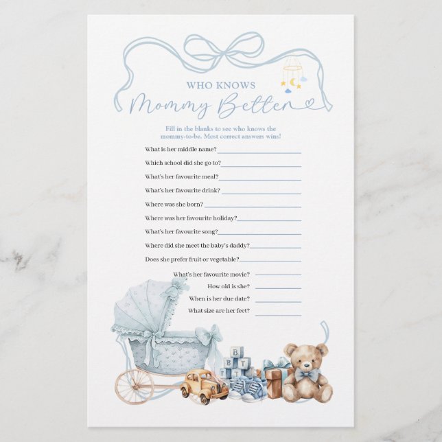 Blue Coquette Baby Carriage Who Know Mommy Better (Voorkant)