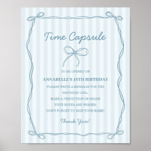 Blue Coquette Boog Time Capsule Verjaardagsspel Poster