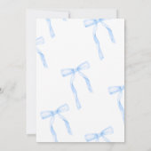 Blue Coquette Bow 1st Birthday Invitation Kaart (Achterkant)