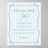 Blue Coquette Bow Advies voor Baby shower Game Poster (Voorkant)