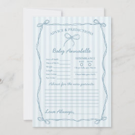 Blue Coquette Bow Advies voor Baby shower Kaart