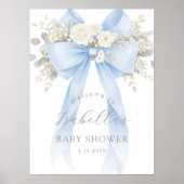 Blue Coquette Bow Baby Boy Shower Welcome Poster (Voorkant)