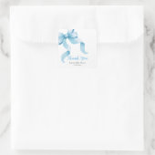 Blue Coquette Bow Baby shower Bedankt Vierkante Sticker (Tas)