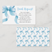 Blue Coquette Bow Baby shower Boek Verzoek Informatiekaartje (Voorkant / Achterkant)