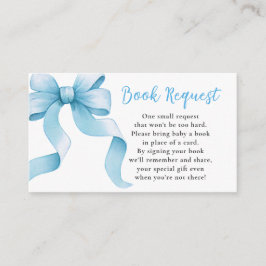 Blue Coquette Bow Baby shower Boek Verzoek Informatiekaartje