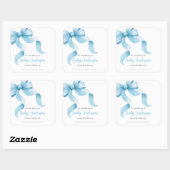 Blue Coquette Bow Baby shower Boekplaat Vierkante Sticker (Vel)