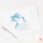 Blue Coquette Bow Baby shower Boekplaat Vierkante Sticker (Envelop)