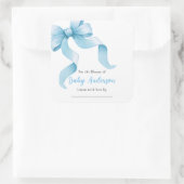 Blue Coquette Bow Baby shower Boekplaat Vierkante Sticker (Tas)