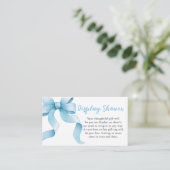 Blue Coquette Bow Baby shower Display Douche Informatiekaartje (Staand voorkant)