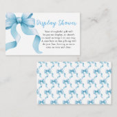 Blue Coquette Bow Baby shower Display Douche Informatiekaartje (Voorkant / Achterkant)