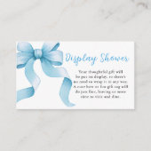 Blue Coquette Bow Baby shower Display Douche Informatiekaartje (Voorkant)