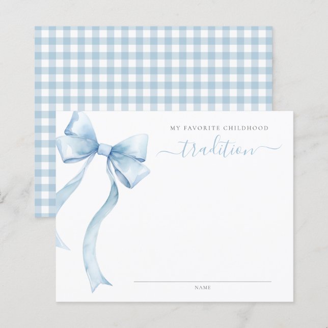 Blue Coquette Bow Baby shower Jeugdtraditie (Voorkant / Achterkant)