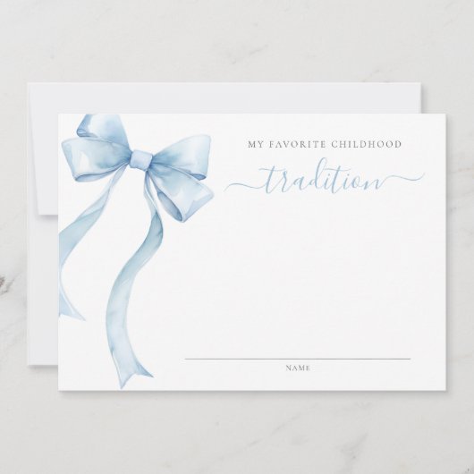 Blue Coquette Bow Baby shower Jeugdtraditie Notitiekaartje (Voorkant)