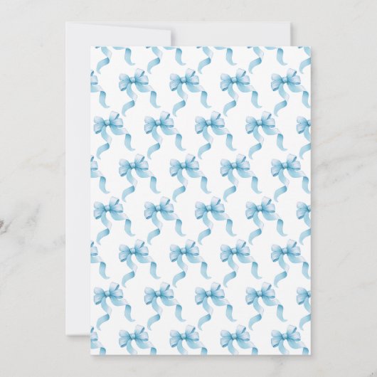 Blue Coquette Bow Baby shower Kaart (Achterkant)