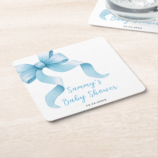 Blue Coquette Bow Baby shower Kartonnen Onderzetters (Schuin)