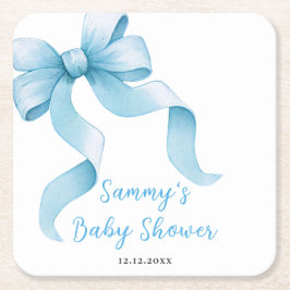 Blue Coquette Bow Baby shower Kartonnen Onderzetters