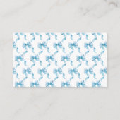 Blue Coquette Bow Baby shower Luier Raffle Informatiekaartje (Achterkant)