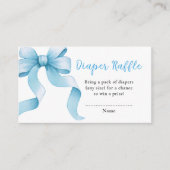 Blue Coquette Bow Baby shower Luier Raffle Informatiekaartje (Voorkant)