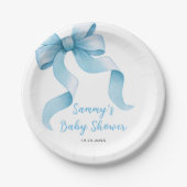 Blue Coquette Bow Baby shower Papieren Bordje (Voorkant)