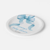 Blue Coquette Bow Baby shower Papieren Bordje (Gekanteld)