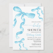 Blue Coquette Bow Baby shower Uitnodiging (Voorkant)