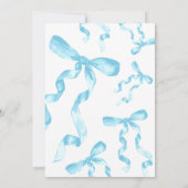 Blue Coquette Bow Baby shower Uitnodiging (Achterkant)