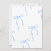 Blue Coquette Bow Baby shower Uitnodiging (Achterkant)