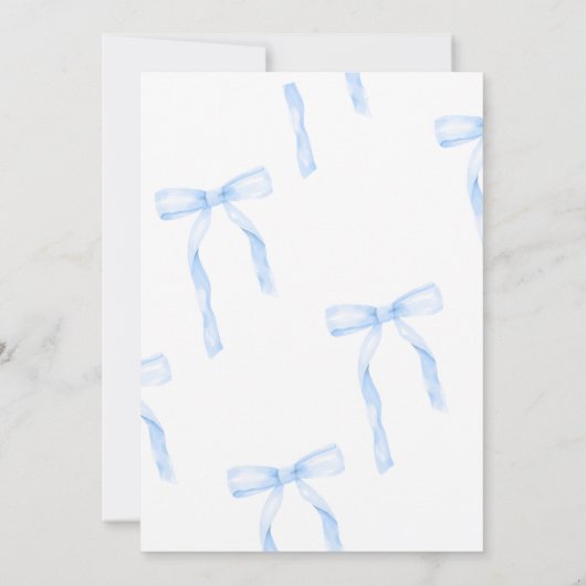 Blue Coquette Bow Baby shower Uitnodiging (Achterkant)