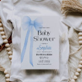 Blue Coquette Bow Baby shower Uitnodiging